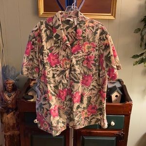 Bobbie Brooks floral short sleeve camp shirt XL